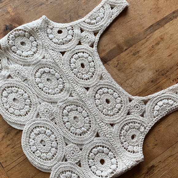 Rebellion Crochet Boho Crop Top in Cream - Picture 14 of 16